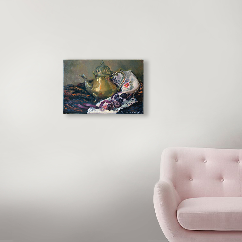 Картина маслом "Натюрморт с чайником"