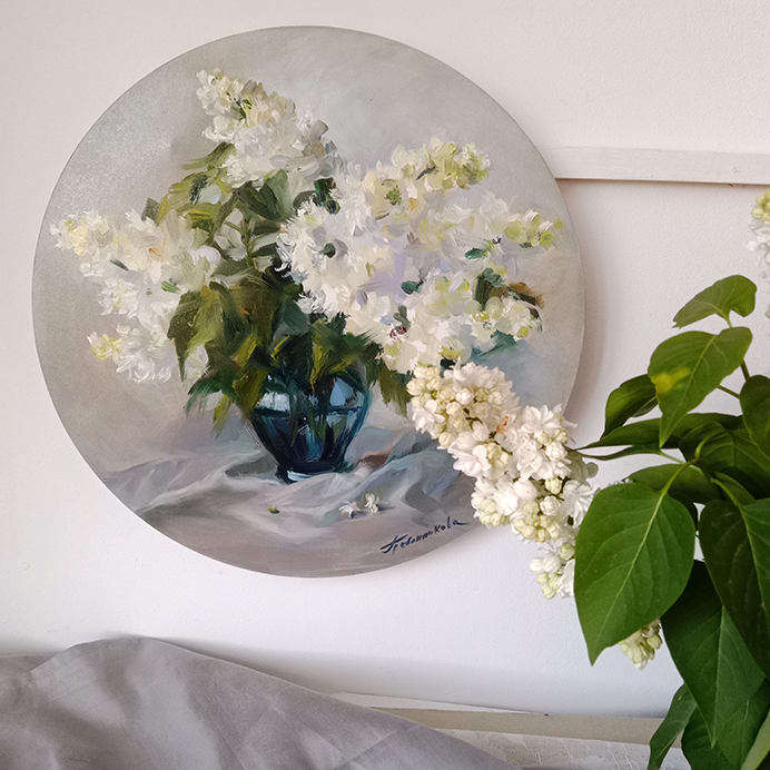 Картина маслом Букет белой сирени