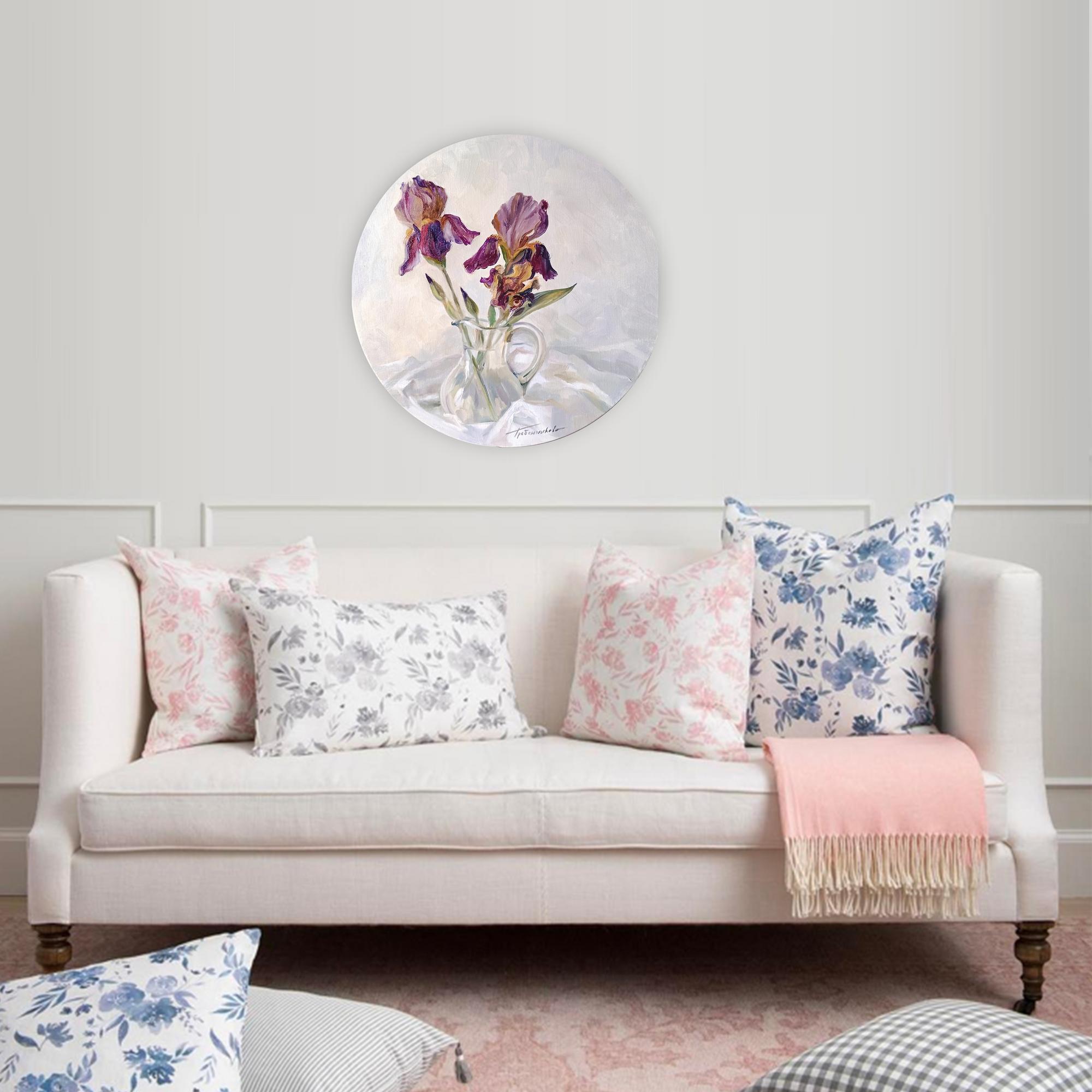 Картина маслом "Ирисы в вазе"