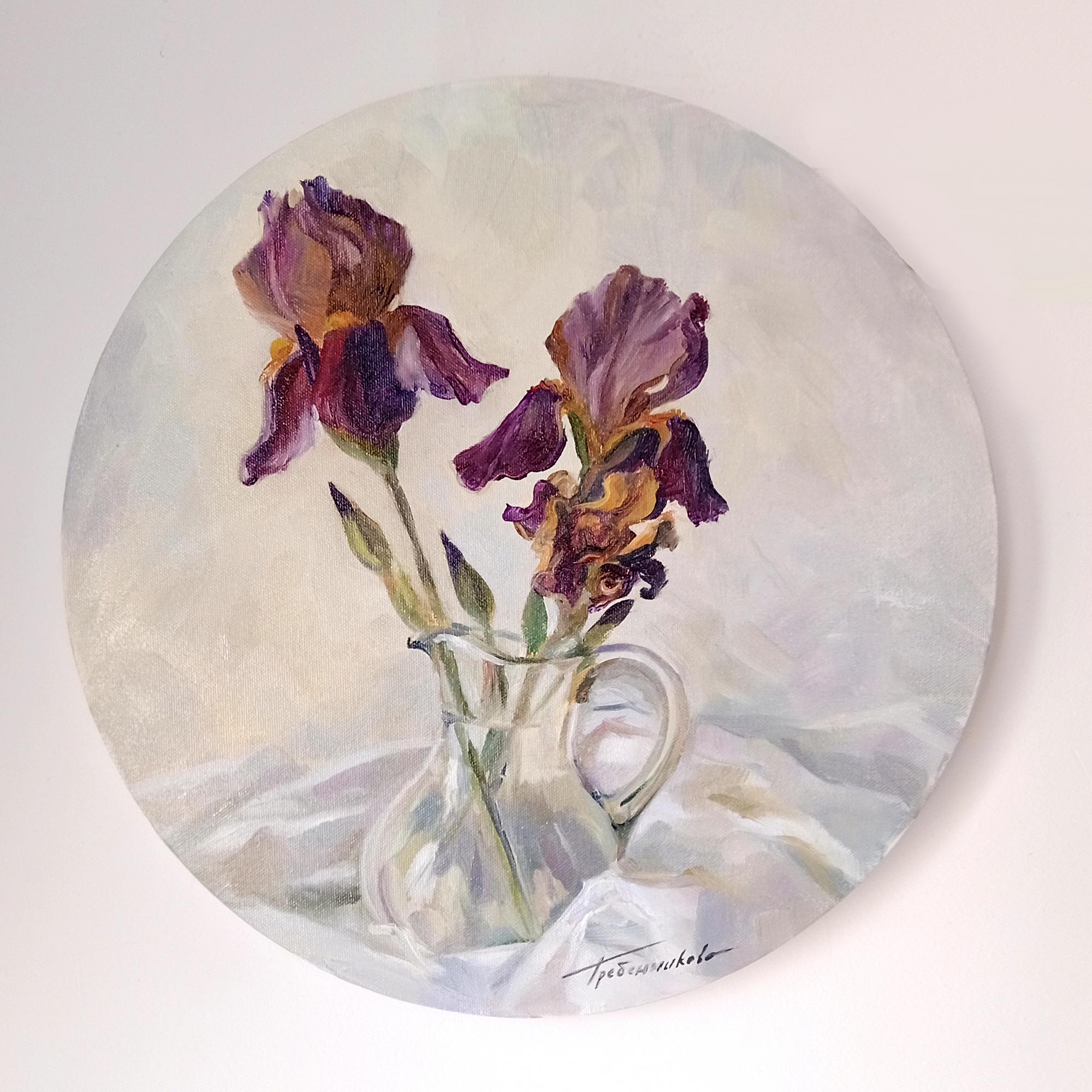 Картина маслом "Ирисы в вазе"