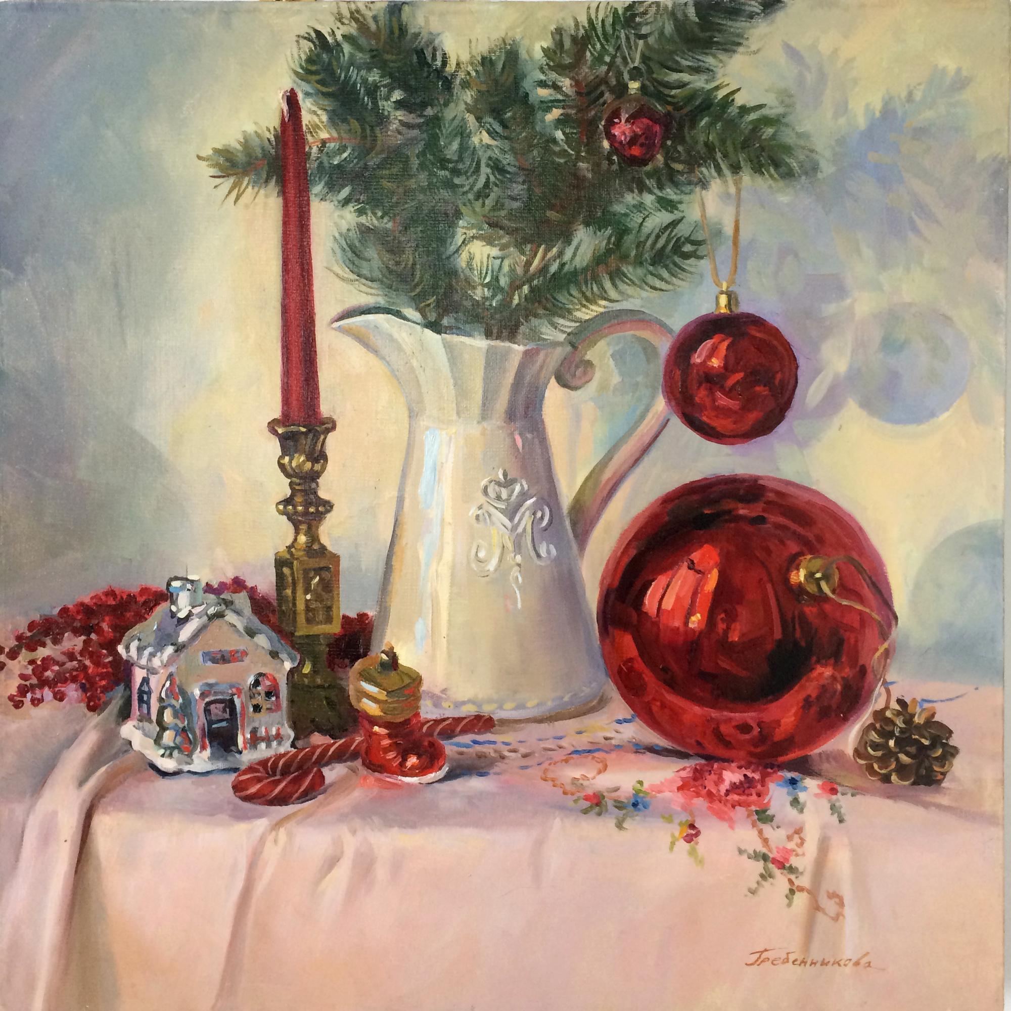 Натюрморт с красным шарами