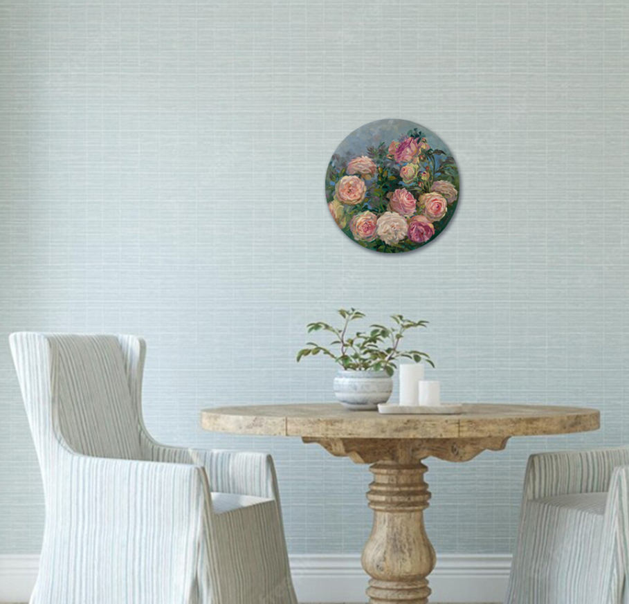 Картина Тондо. Розы в летнем саду