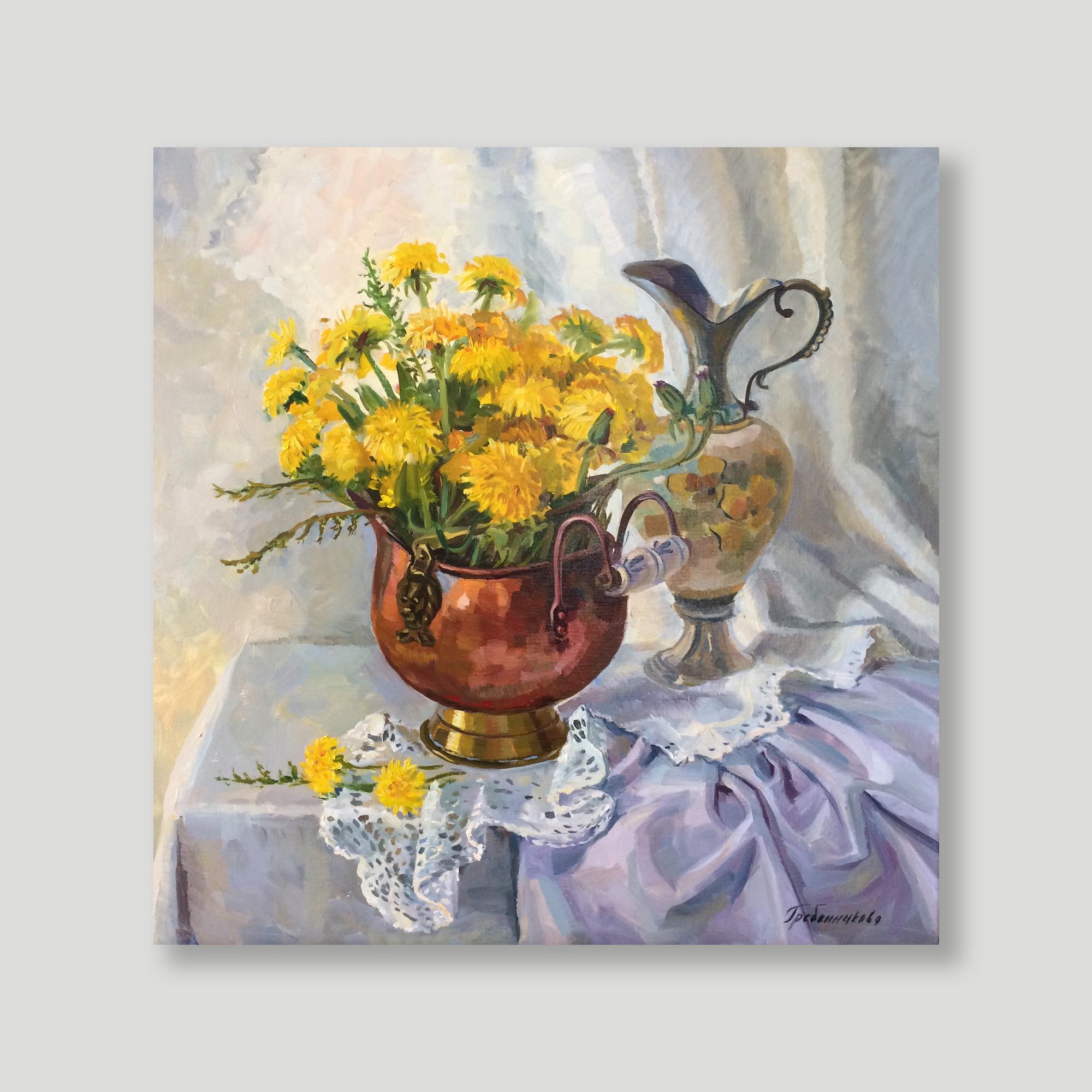 Картина  маслом Солнышки