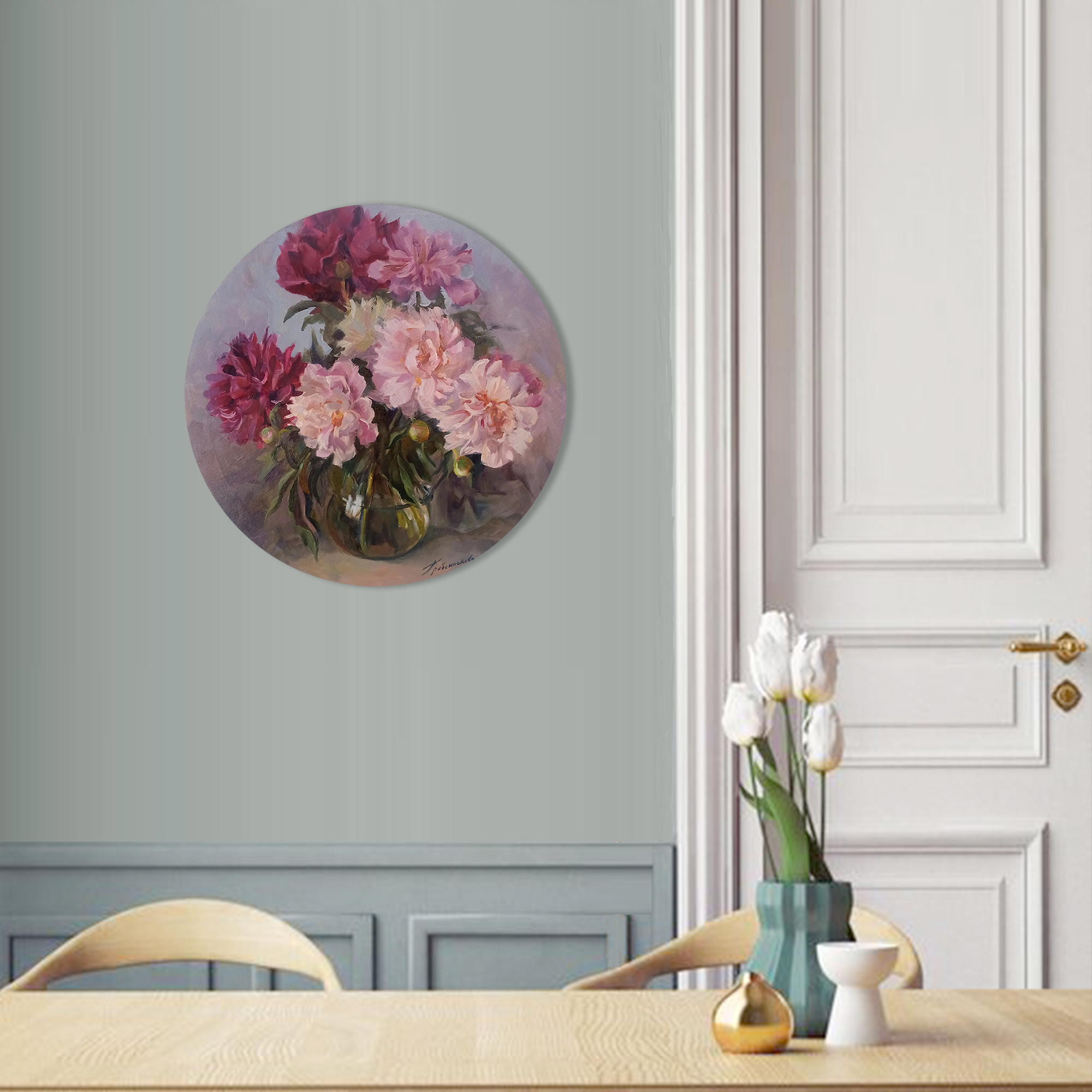 Картина Пионы в стеклянной вазе