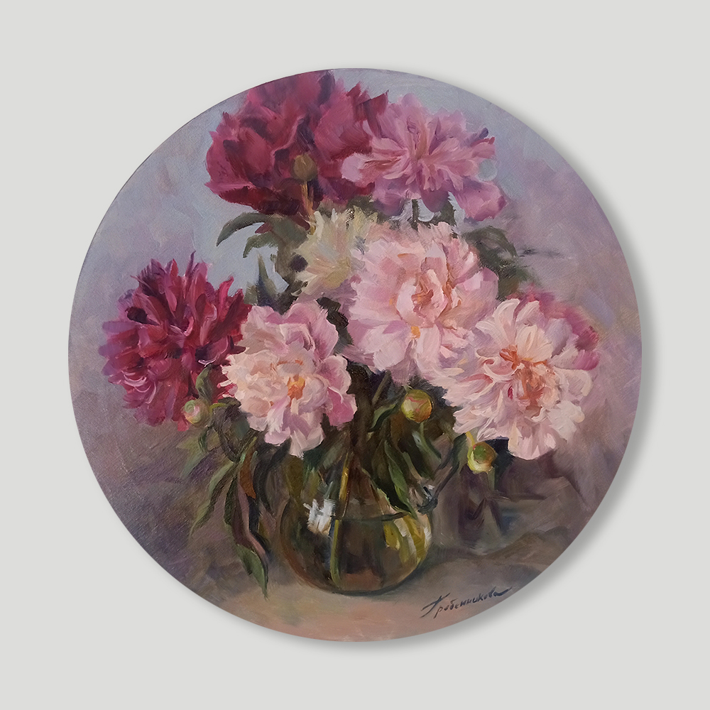 Картина Пионы в стеклянной вазе