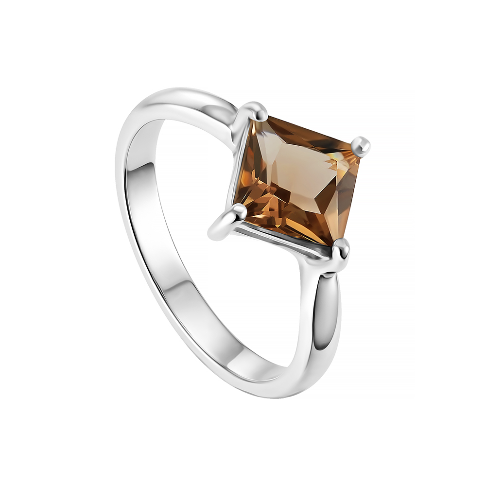кольцо Smoky Topaz Square Cut | Smoky