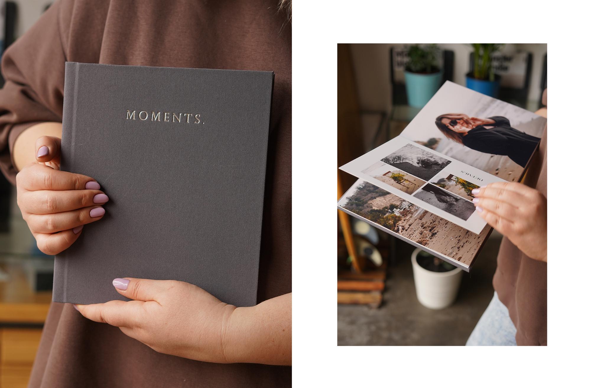 ФОТОКНИГА В ТЕКСТИЛЕ ТЕМНО СЕРОГО ОТТЕНКА 21х25 СМ