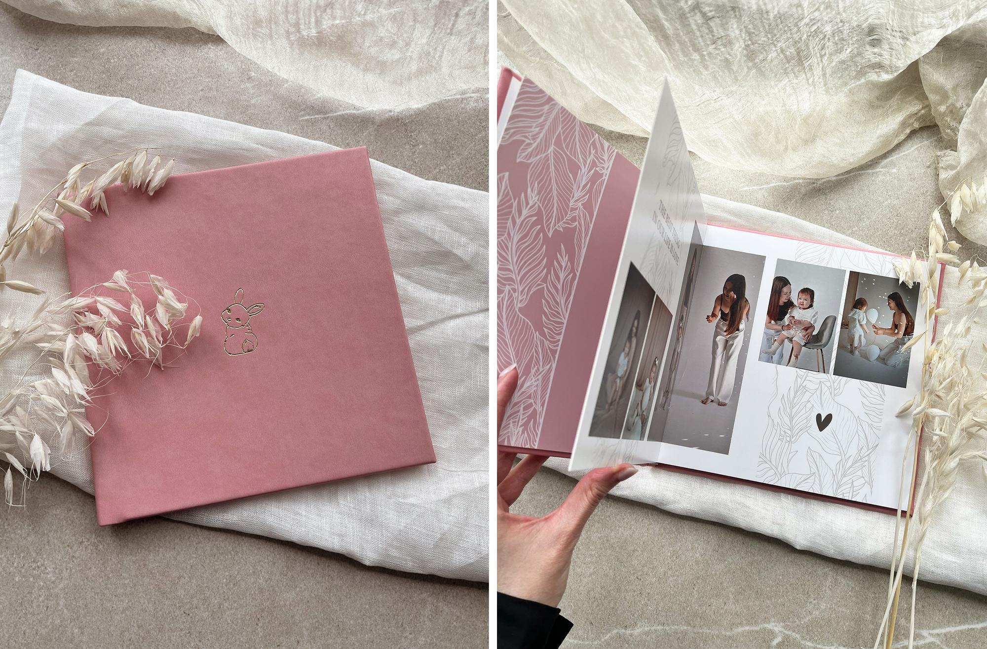 ФОТОКНИГА В ЭКО КОЖЕ РОЗОВОГО ОТТЕНКА 20х20 СМ