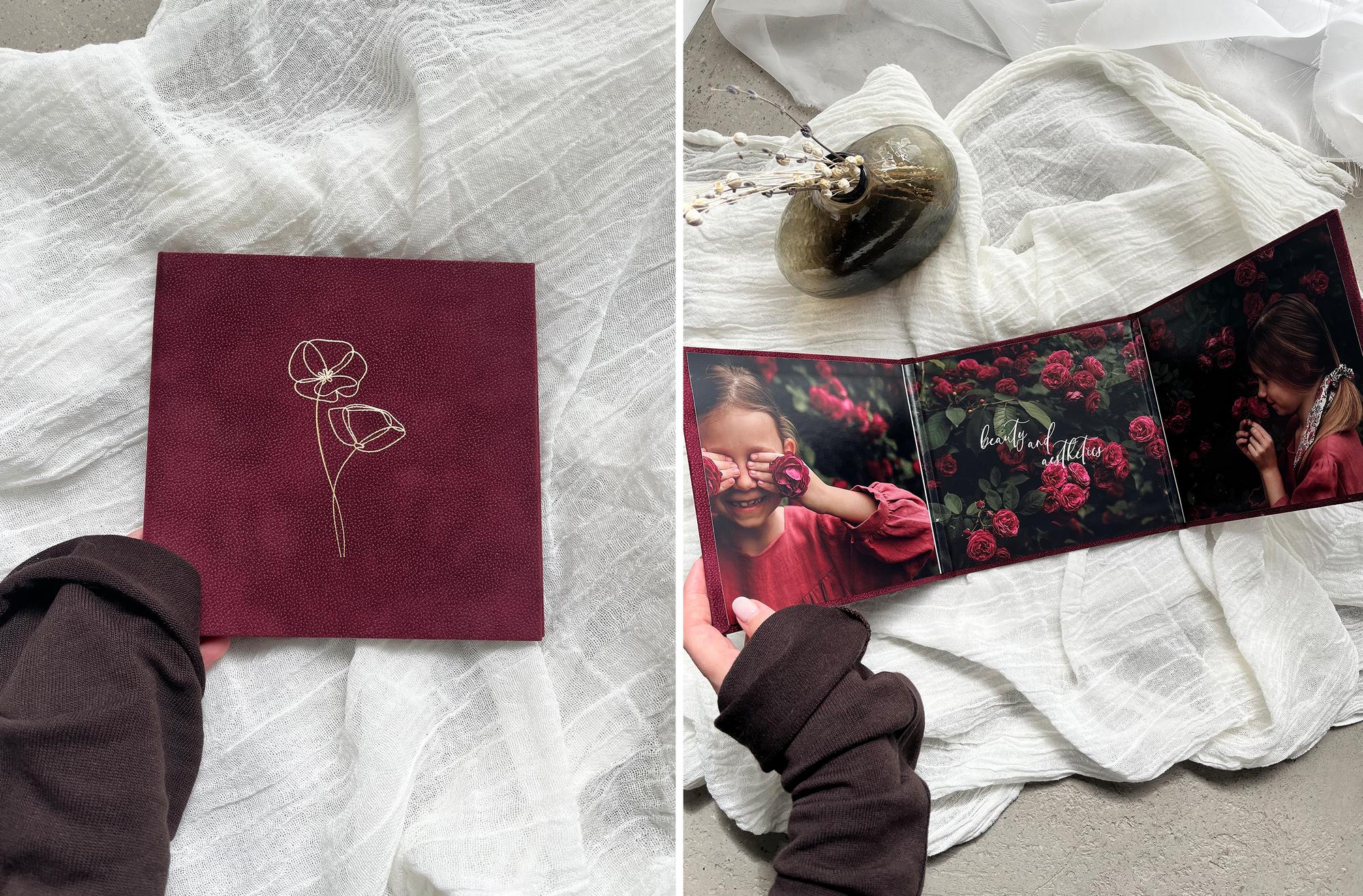 ПЛАНШЕТ 15х15 СМ В БОРДОВОМ БАРХАТЕ