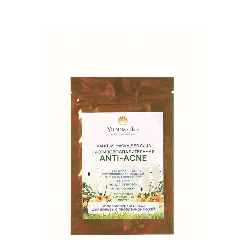Тканевая маска Противовоспалительная ANTI-ACNE, Yodometics, 25 мл