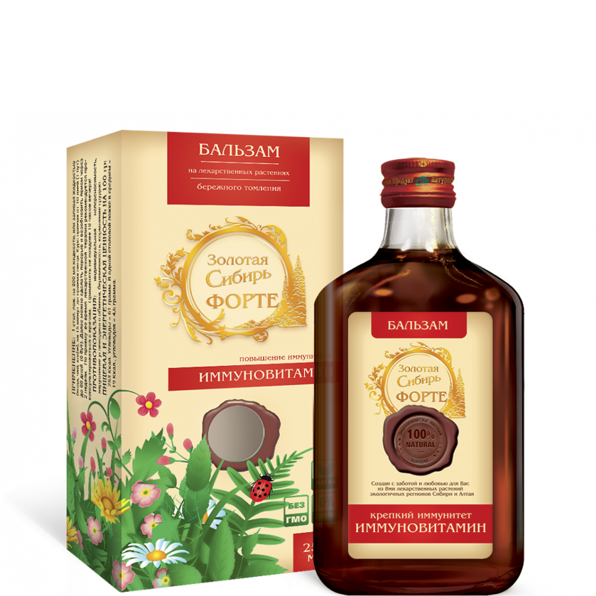 Бальзам Золотая Сибирь Форте Иммуновитамин, Сиб-Крук, 250 мл.