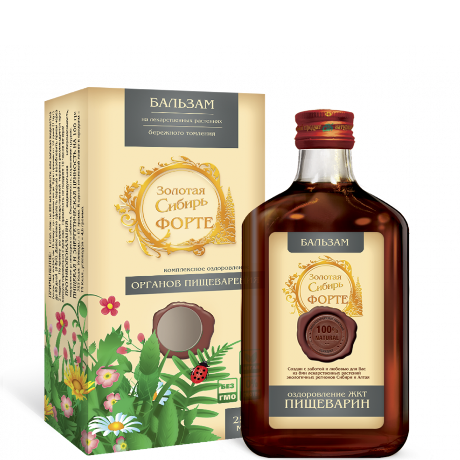 Бальзам Золотая Сибирь Форте Пищеварин, Сиб-Крук, 250 мл.