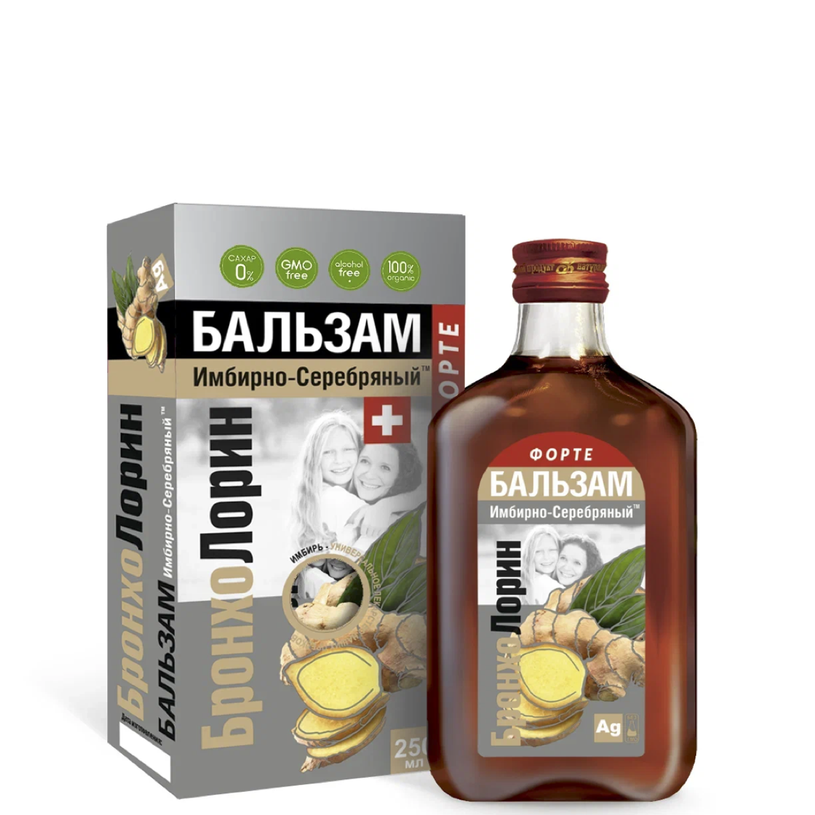 Бальзам "Имбирно-Серебряный" БронхоЛорин форте, Сиб-Крук, 250 мл.