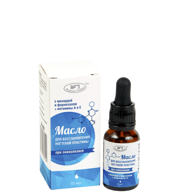 Масло при онихолизисе с монардой для восстановления ногтевой пластины, Родники Сибири, 15 мл.