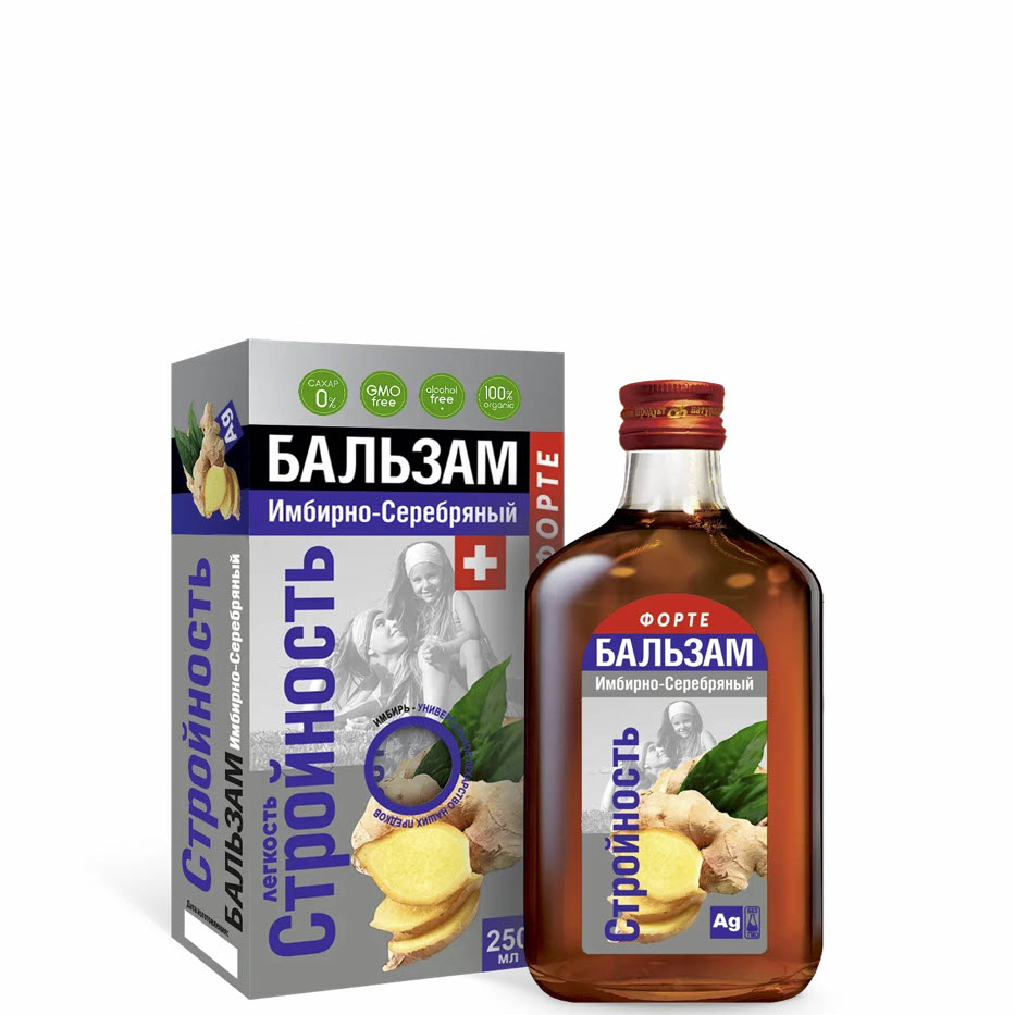 Бальзам "Имбирно-Серебряный" СТРОЙНОСТЬ, Сиб-Крук, 250 мл.