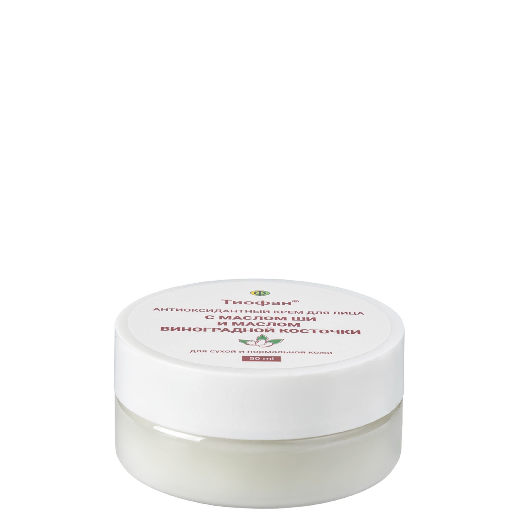 Антиоксидантный крем для лица с маслом ши и маслом виноградной косточки, Тиофан, 50 мл.