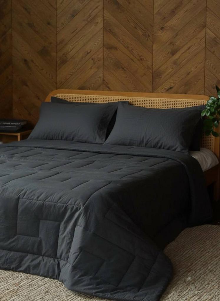 CUBE/Куб, покрывало  из вареного хлопка, цвет графитовый