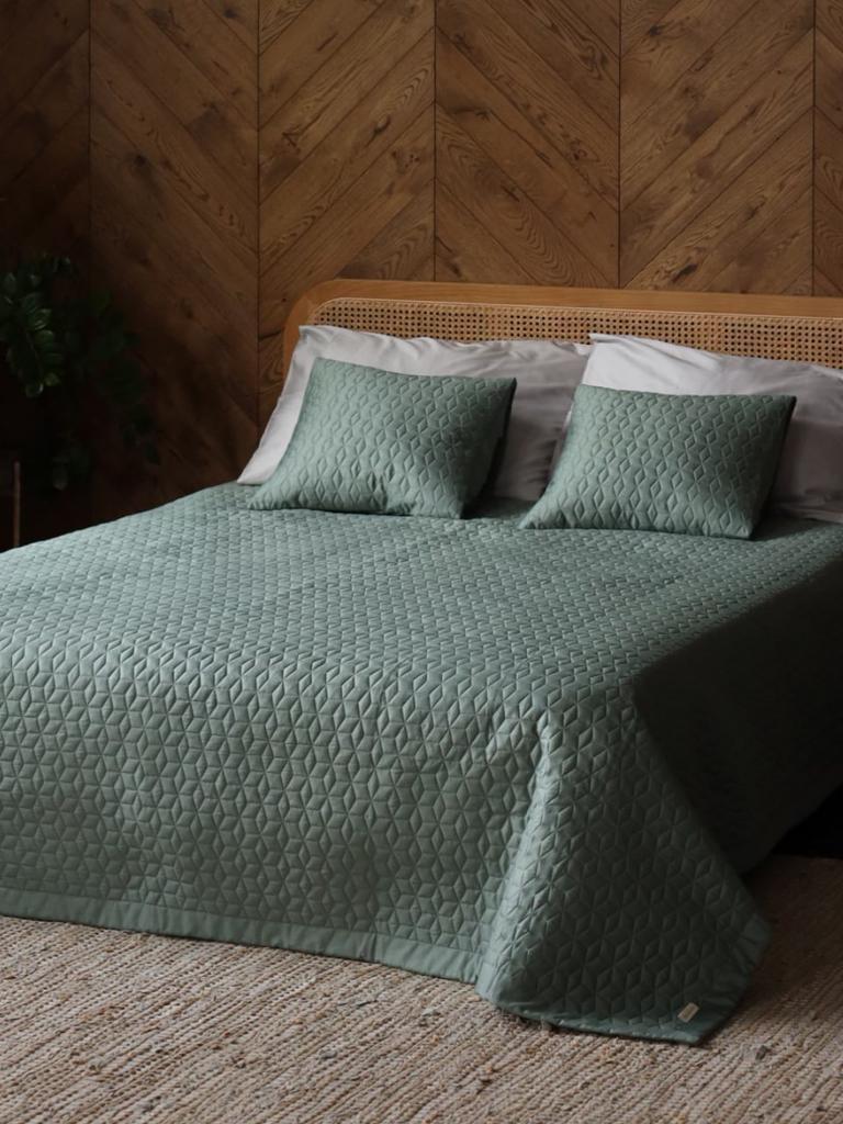 EMERALD/Эмеральд, покрывало-плед из сатинового хлопка, цвет изумрудный