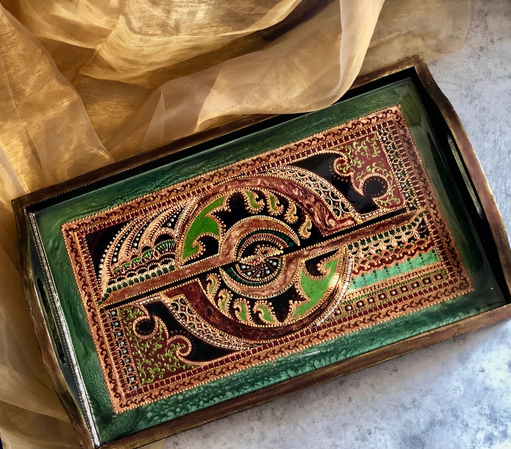 Поднос Malachite look