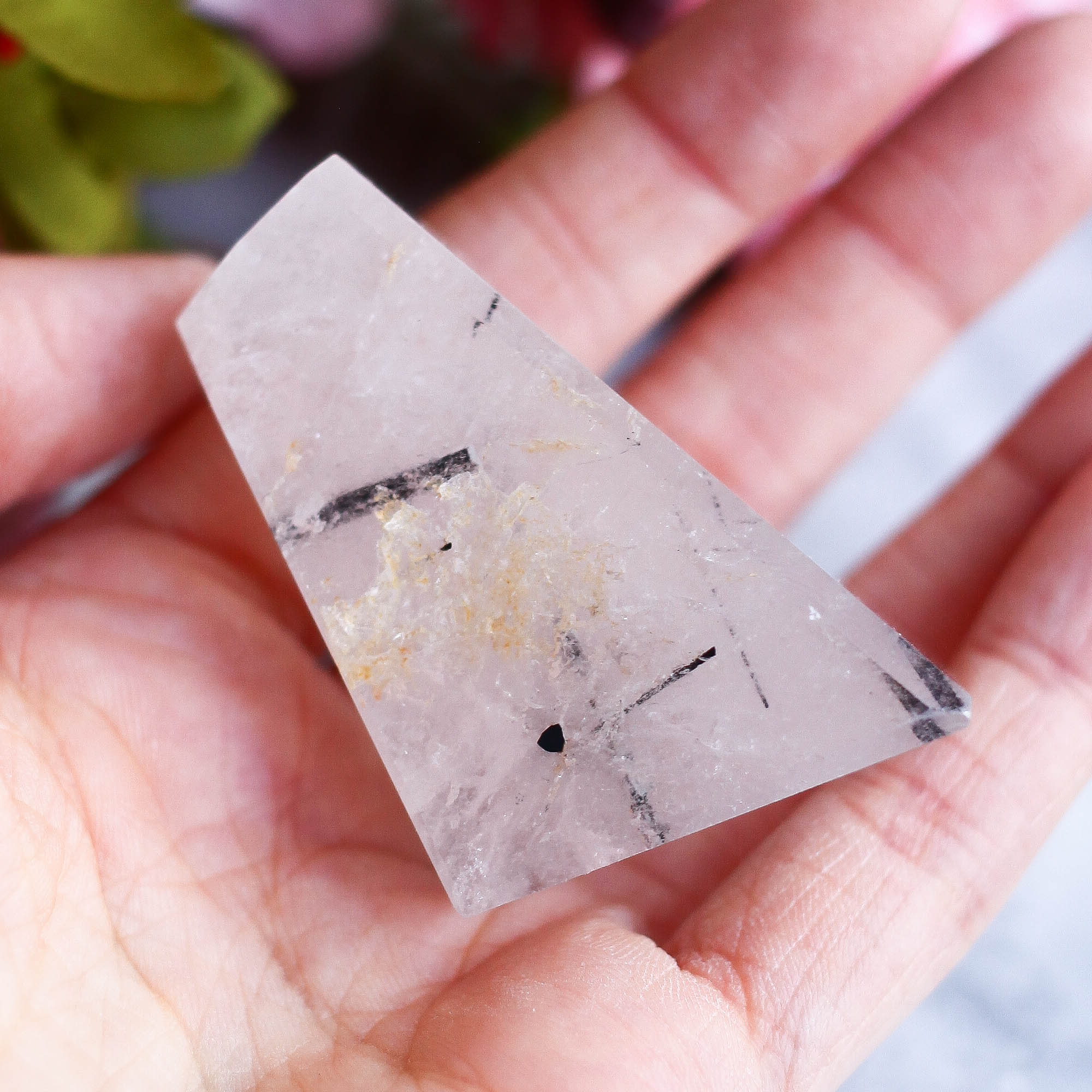 Турмалиновый кварц (кварц с шерлом) ограненный