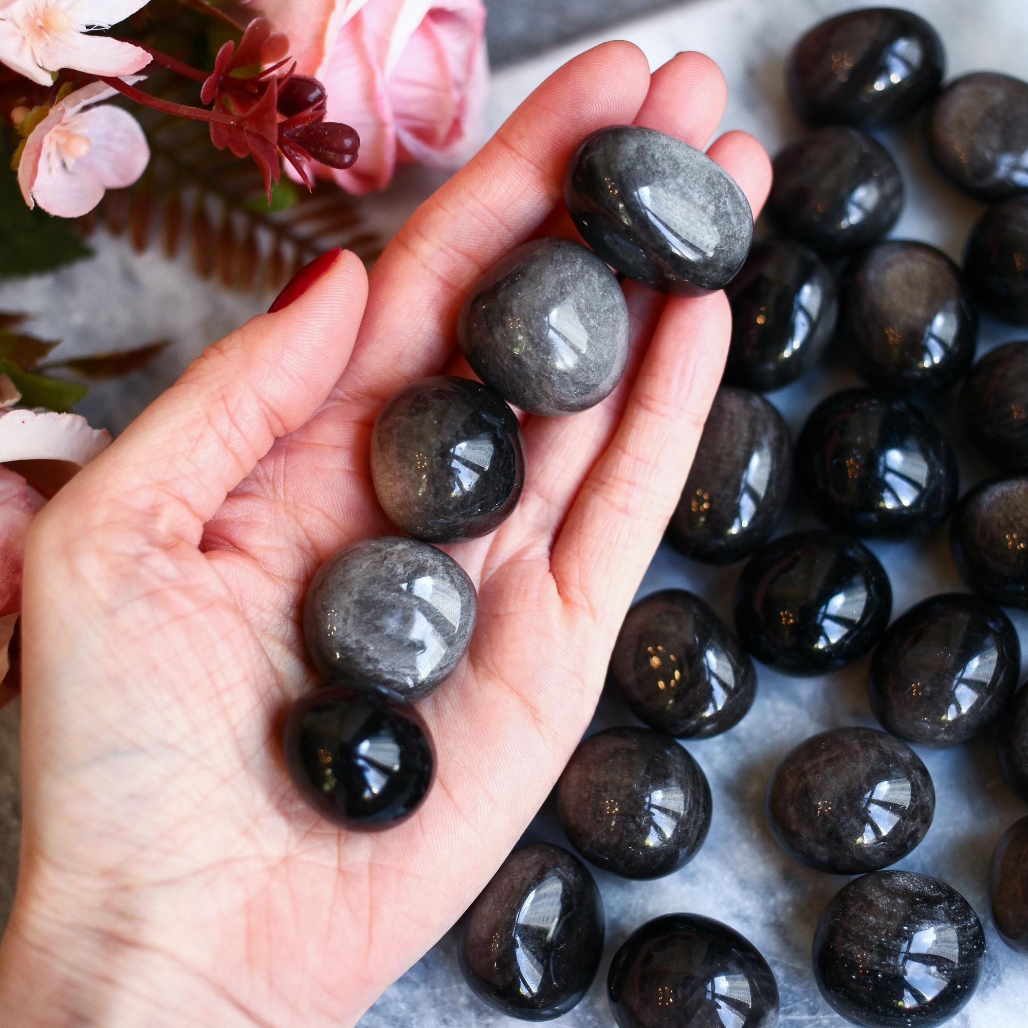 Галтовка серебристого обсидиана