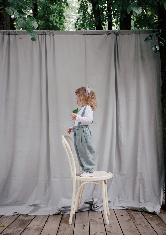 Брюки на подтяжках из мягкого льна (мятные)