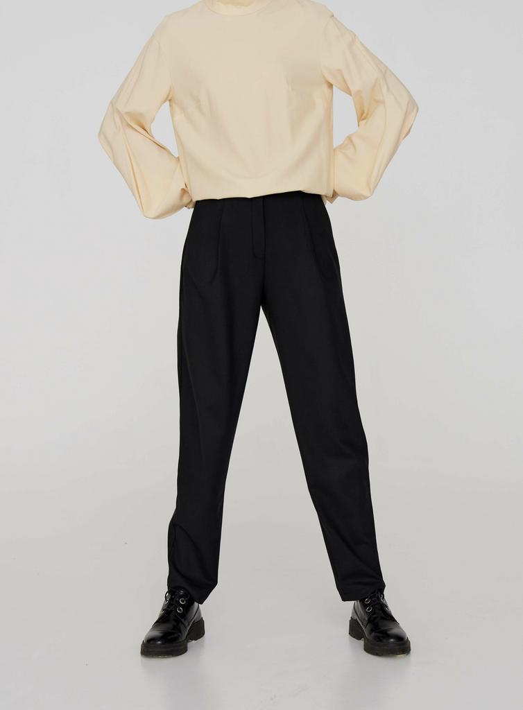 Брюки с одним защипом из гладкой шерсти