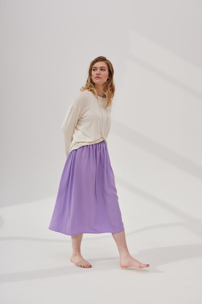 Юбка из шелковистого тенсела цвета лаванды