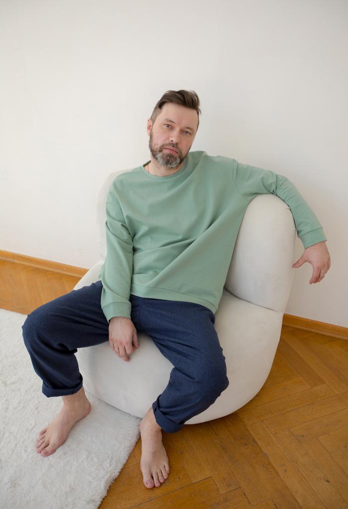 Свитшот матовый зелёный из хлопка