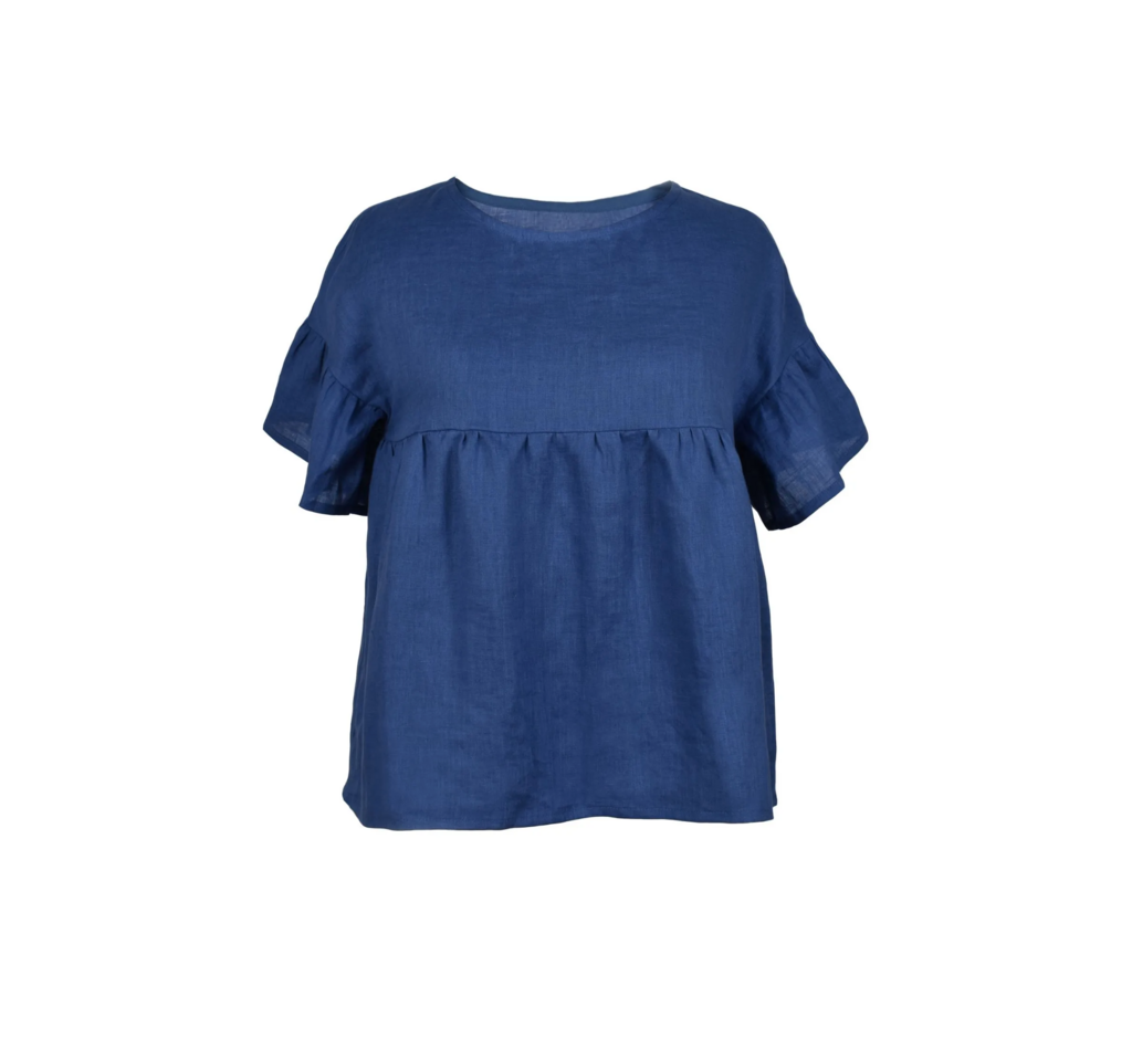 Туника льняная синяя