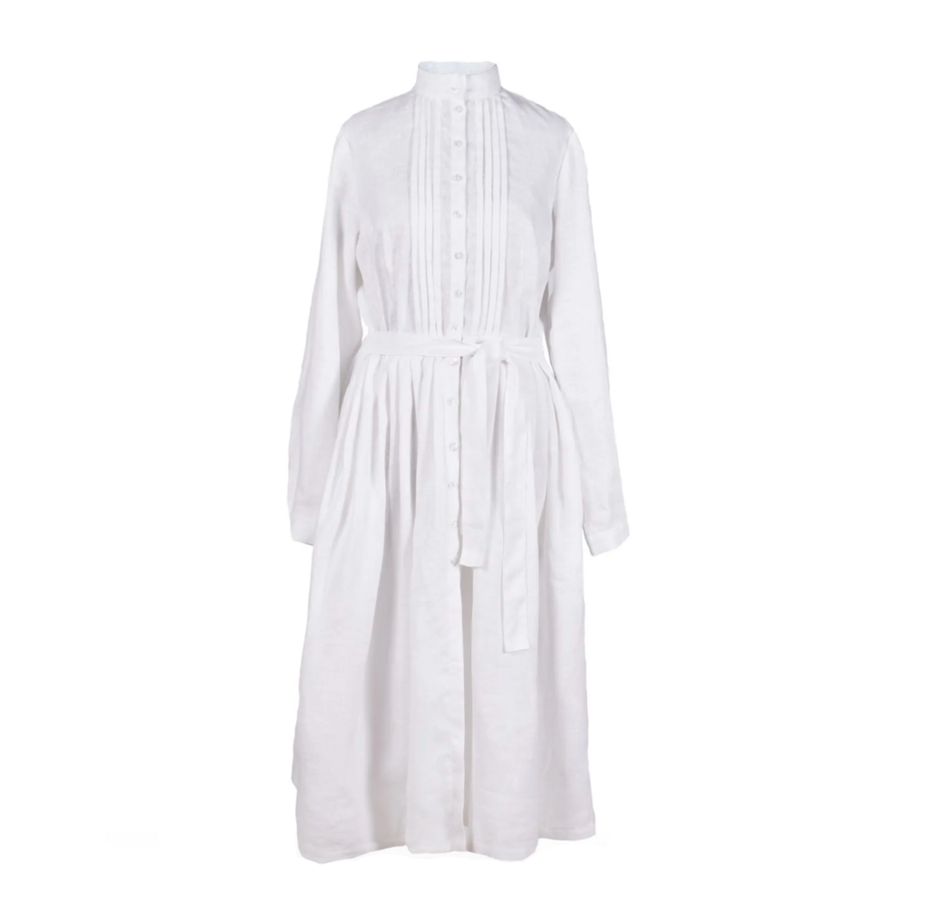 Платье льняное белое