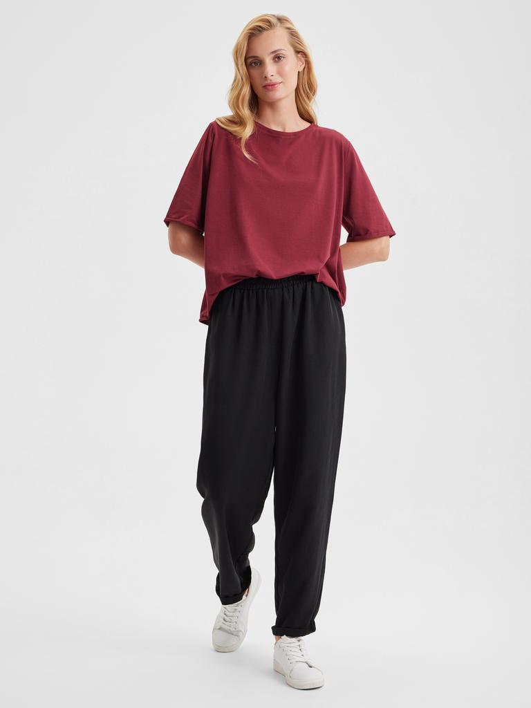 Широкие брюки из тенсела на резинке