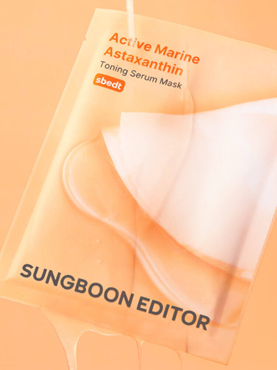 Тканевая маска для яркости, выравнивания тона и увлажнения SUNGBOON EDITOR Active Marine Astaxanthin Mask 1шт