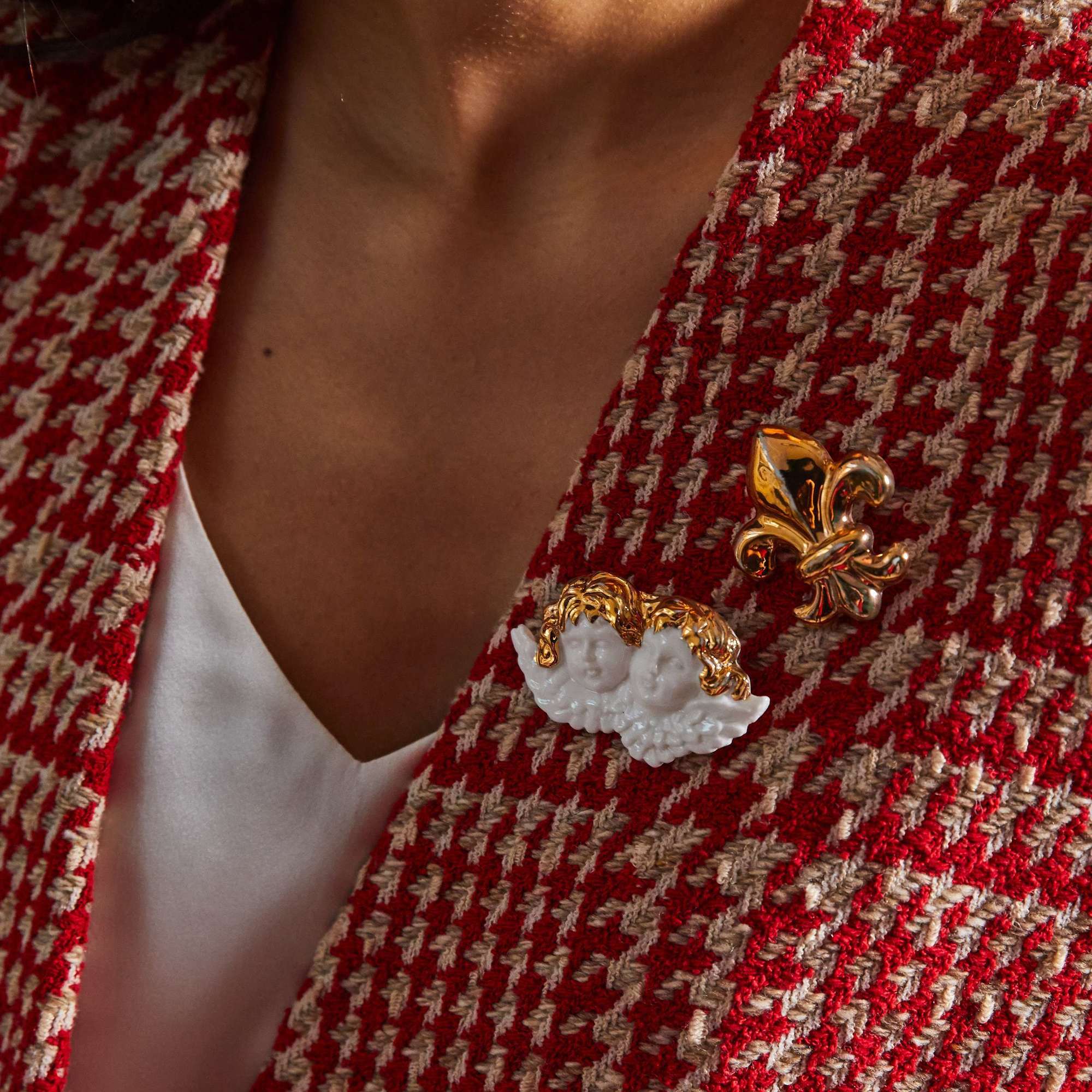 Брошь Два ангела