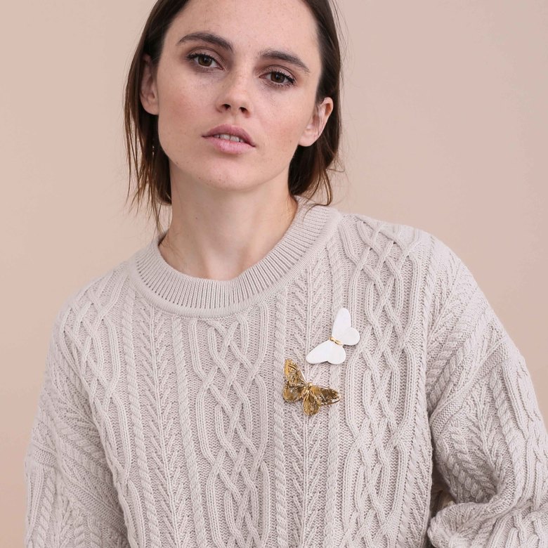 Брошь "Бабочка" белая