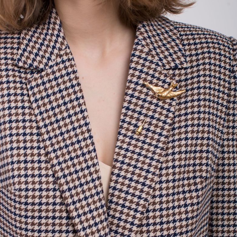 Брошь “Птица” золотая