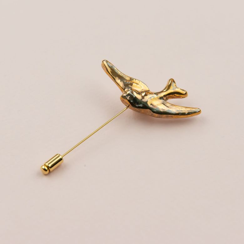 Брошь “Птица” золотая