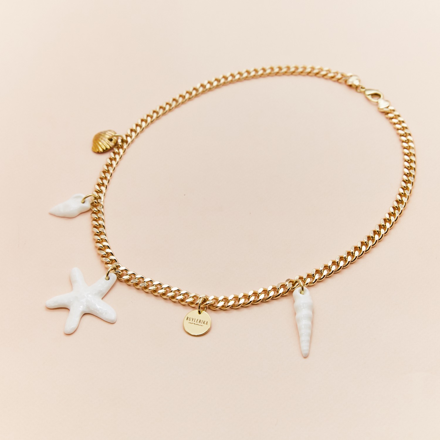 Колье удлиненное с морской звездой и ракушками