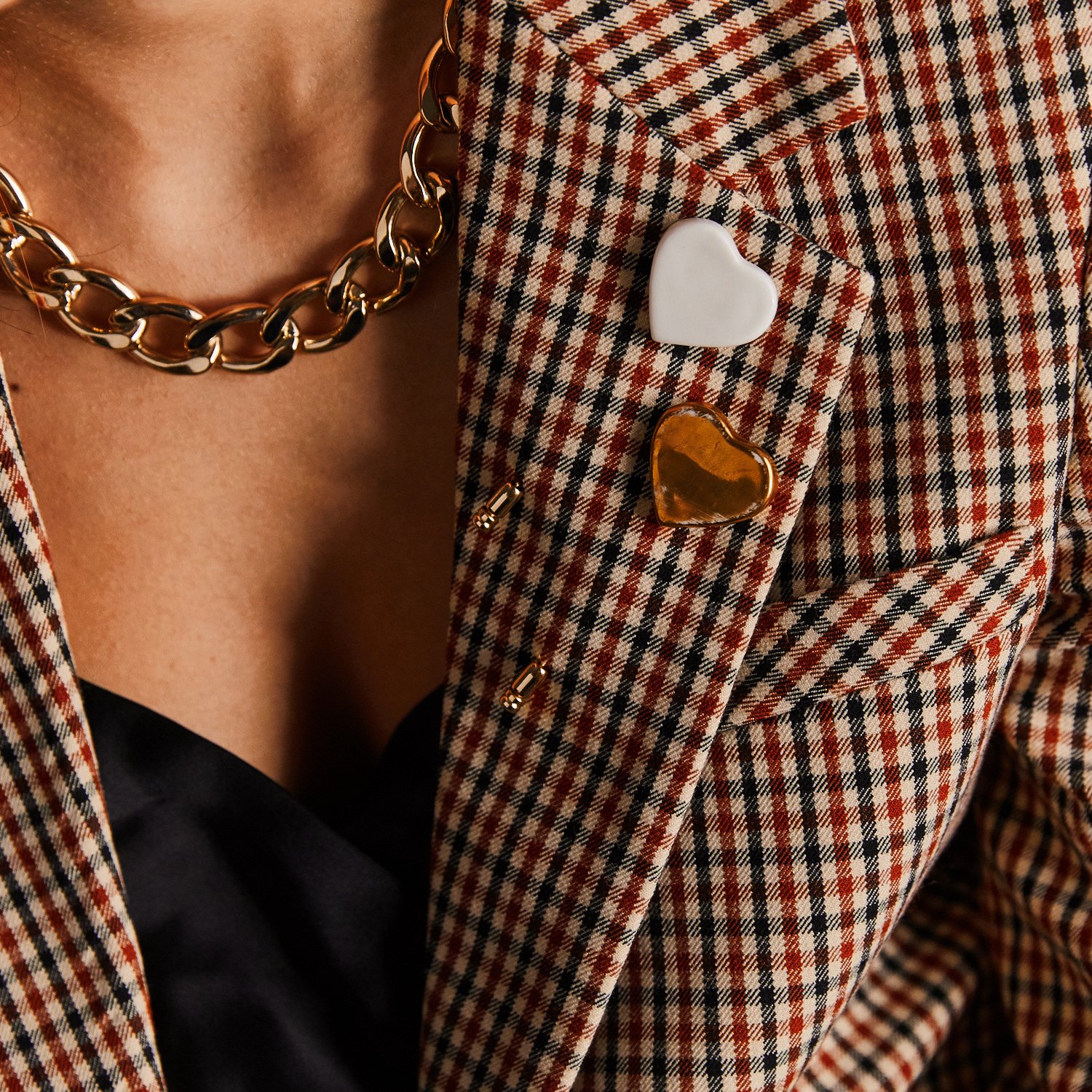 Брошь Сердце золотое на французской булавке в золоте