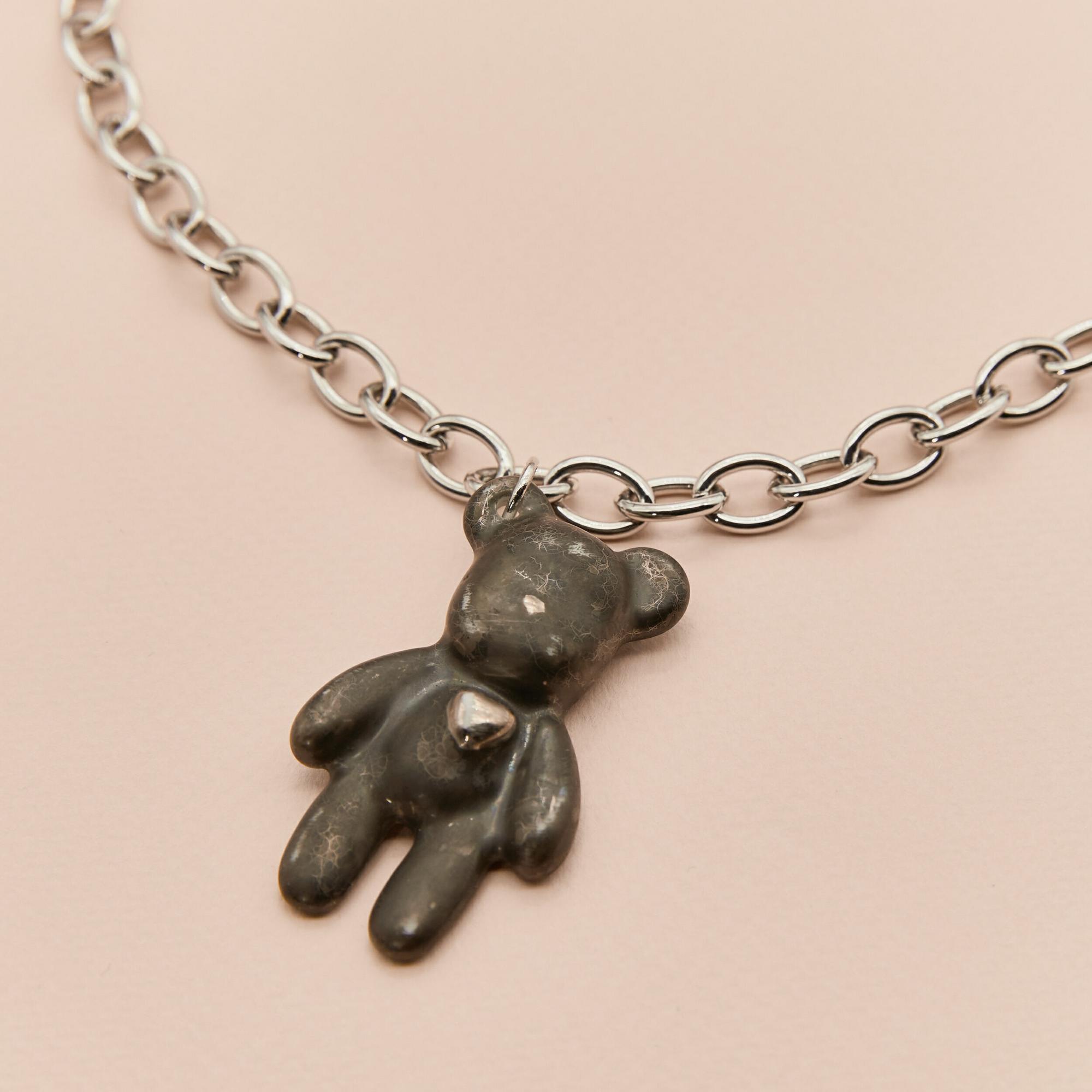 Кулон Мишка темно серый кракле