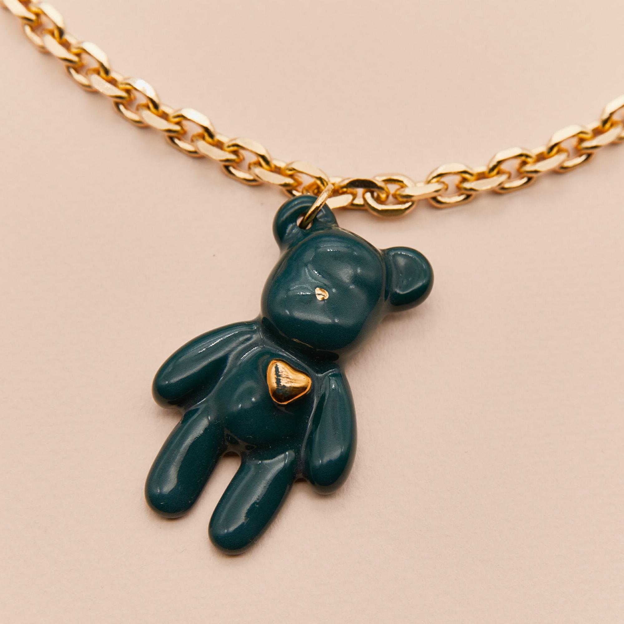 Кулон мишка изумрудный с цепью в золоте