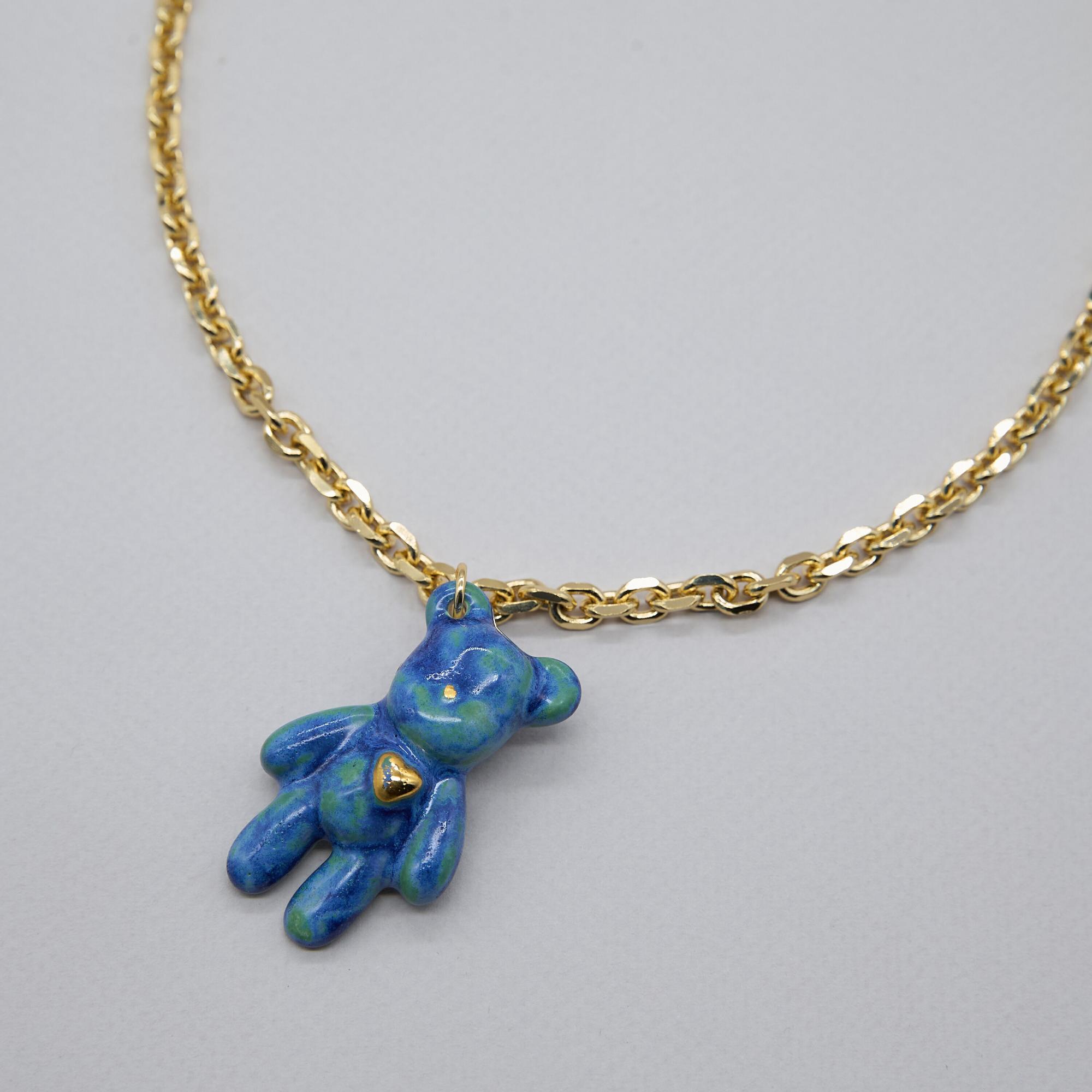 Кулон мишка Ван Гог на цепи в золоте