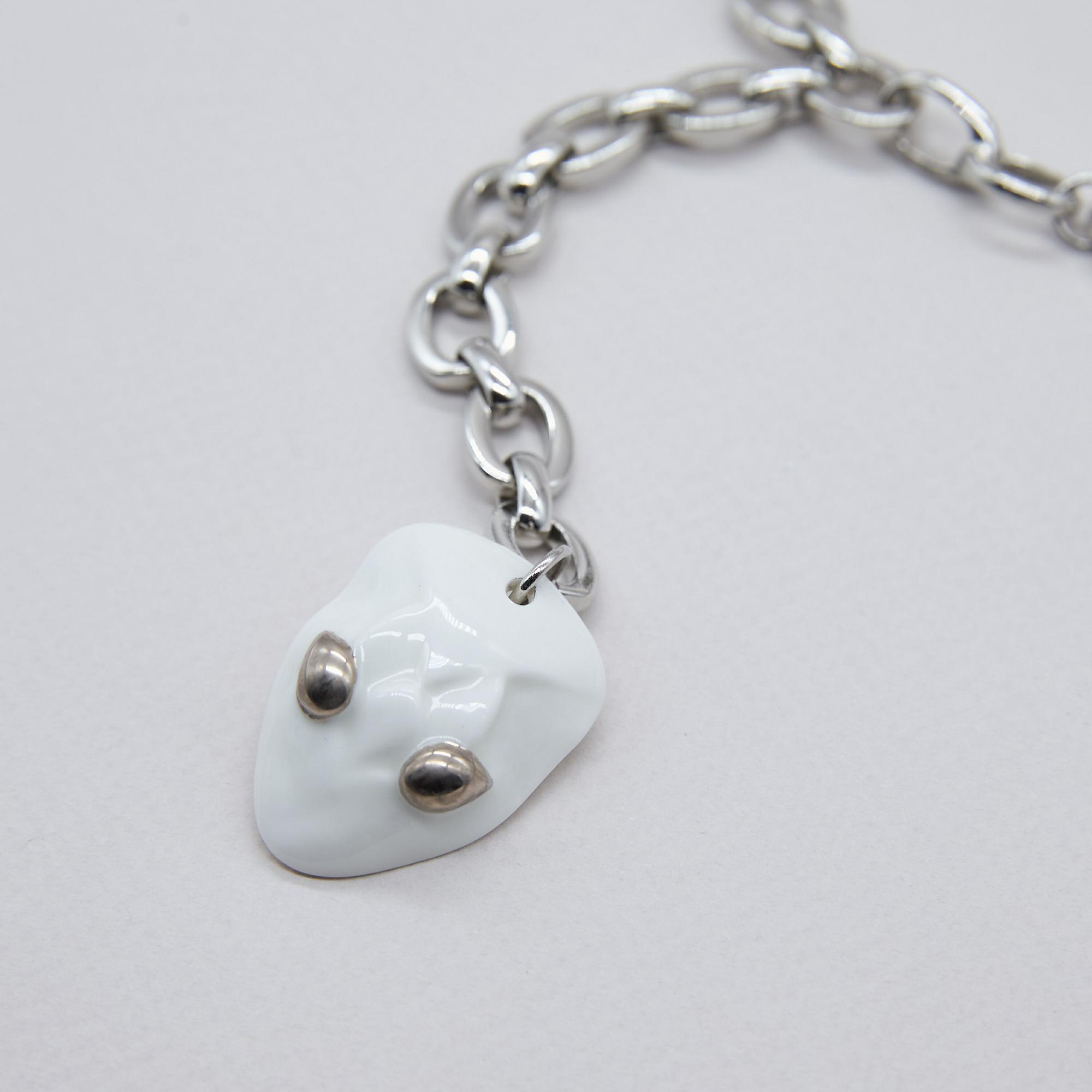 Колье трансформер змея белая в серебре