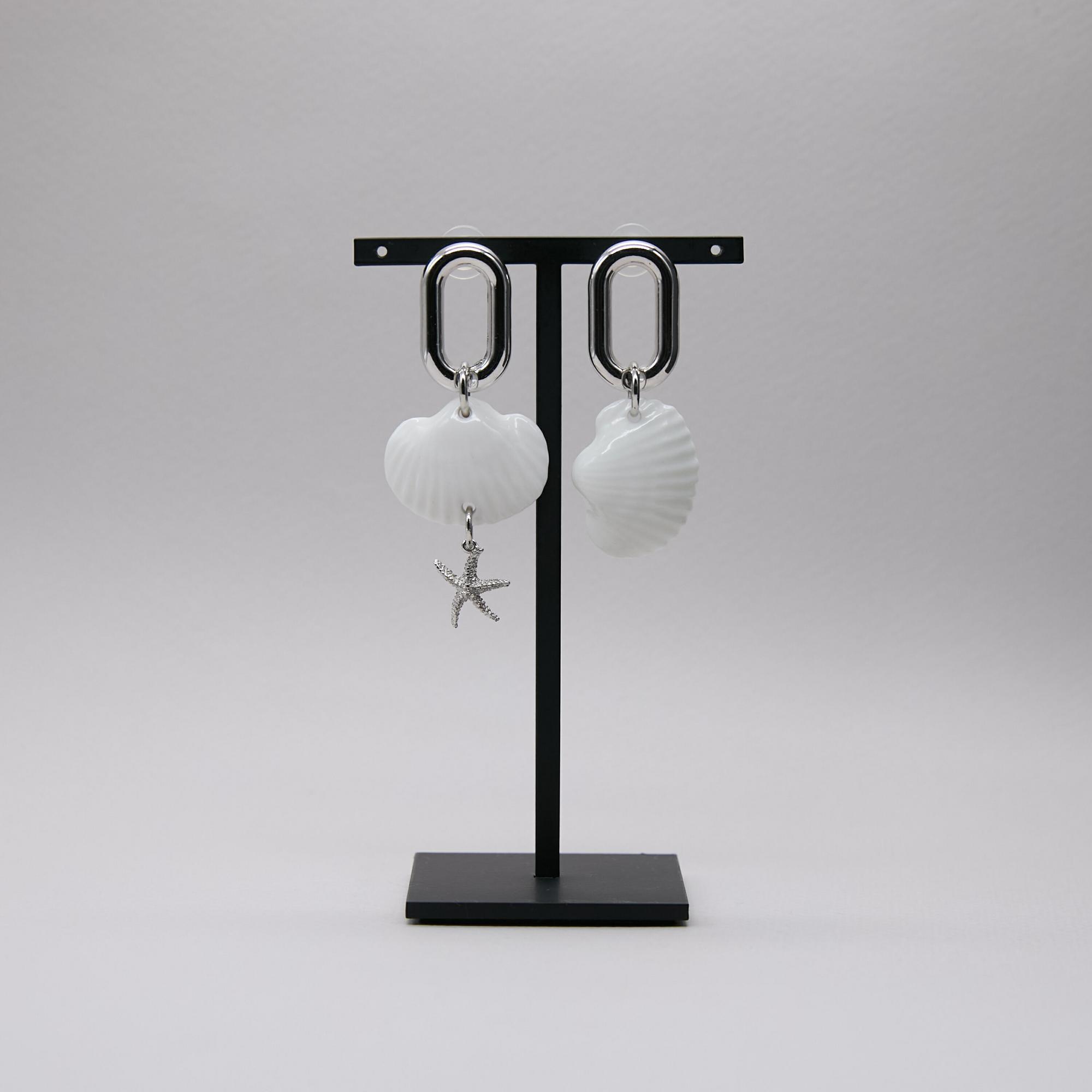 Серьги асимметричные с ракушками и морской звездой