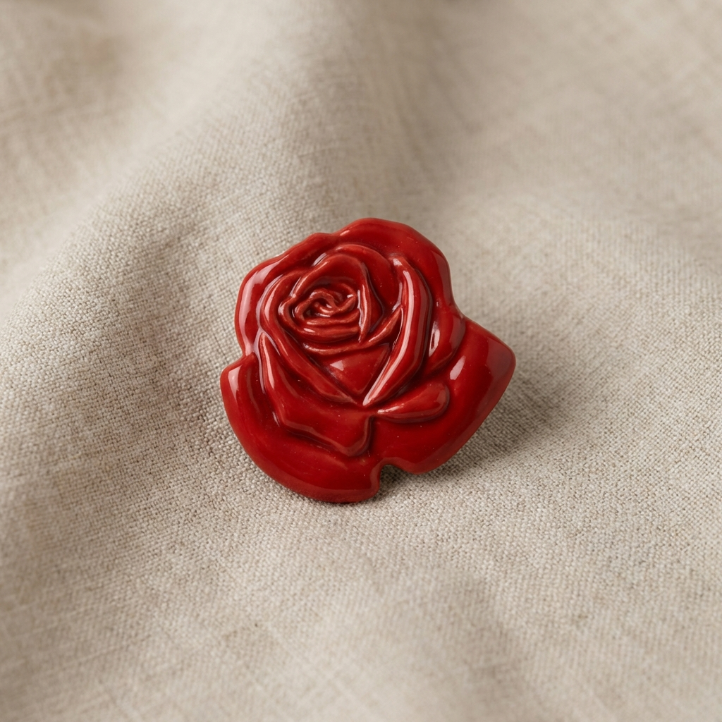 Брошь роза красная из фарфора авторская Buylerika Ceramic