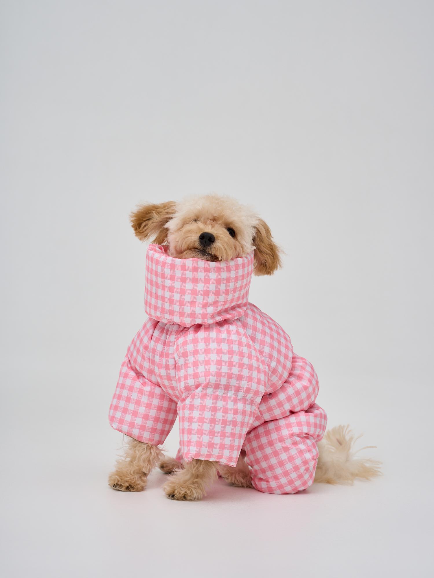 Зимний комбинезон "клетка розовая"