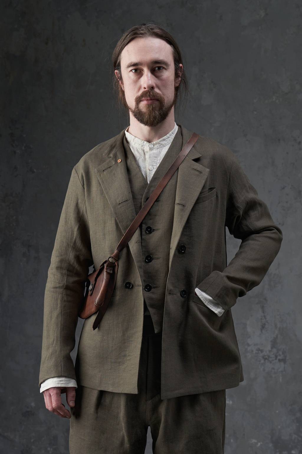 Khaki double-breasted coat