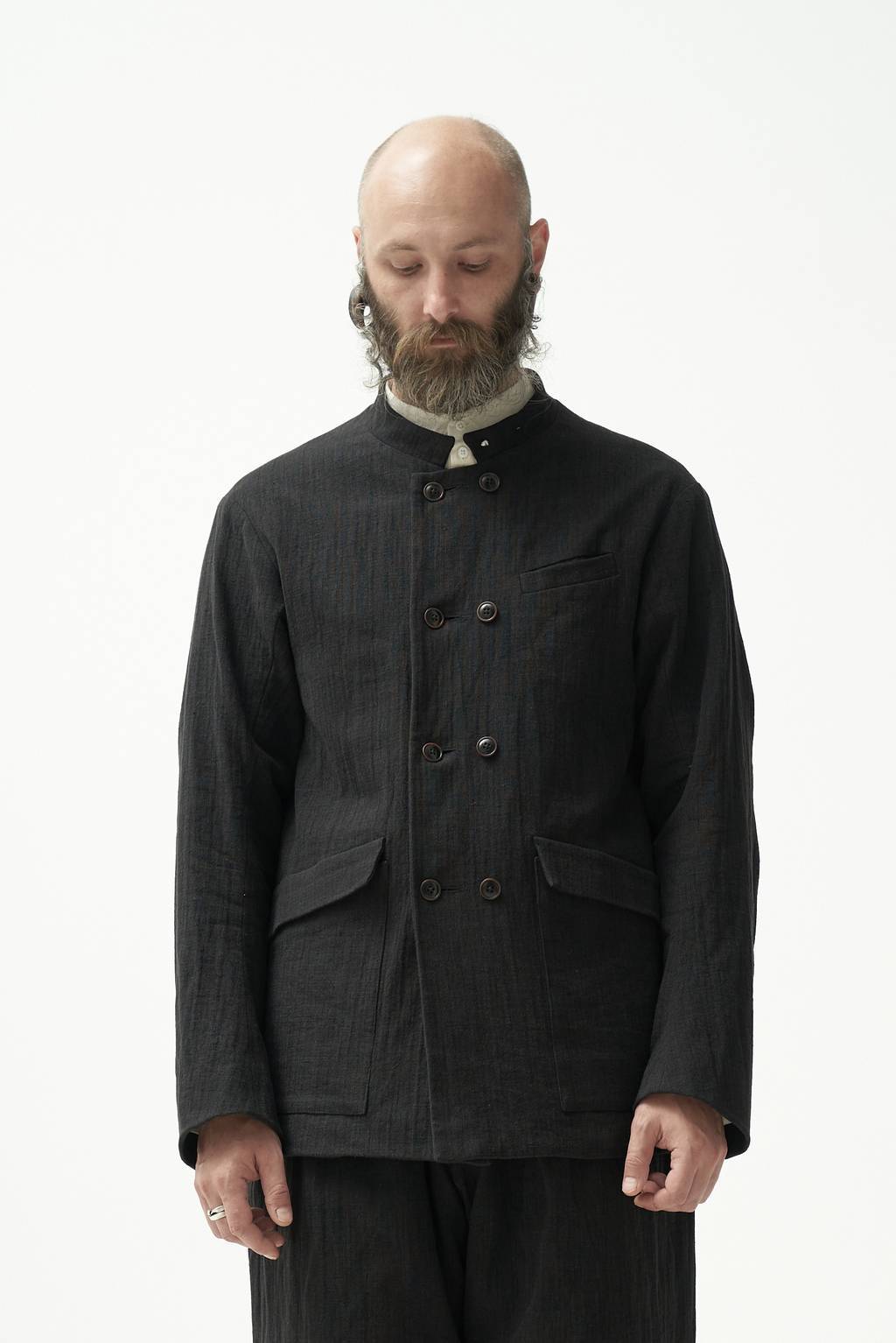 Black double-breasted coat