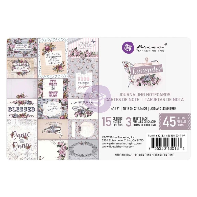 Карточки Lavender Journaling Cards Pad 4"X6"