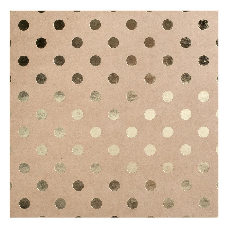 Лист бумаги крафт с фольгированием Gold Dot 30*30 (2)